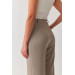 Women's Gray Front Pleated Loose Model Palazzo Fabric Trousers