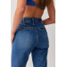 Women's Blue Color High Waist Lycra Denim Fabric Mom Fit High Waist Jean