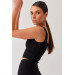 Women's Black Waistband Camisole Ribbed Singlet