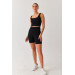 Women's Black Waistband Camisole Ribbed Singlet