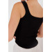 Women's Black Corduroy Knitted Square Collar Short Singlet