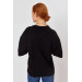 Women's Black Shoulder Button Detailed Knitted Oversize Tshirt