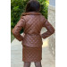 Girls Brown Skirt And Jacket Set With Gold Buttons