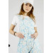 Girls Blue Jumpsuit With Flower Design And Blouse