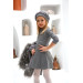 Girls Coat With Gray Fur Sleeves And Hood