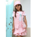 Girls Merci Denim Vest And Skirt 3 Piece Pink Skirt Set