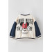 Girls' Button Front Back Detail Mickey College Cardigan