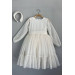 Girls Tulle Dress With Shiny White Transparent Sleeves