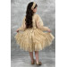 Girls Tulle Dress With Shiny Gold Transparent Sleeves