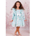 Girls Unicorn Printed Sleeve Ruffled Embroidered Blue Dress Age 3 And 12