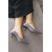 Platinum Satin Women's Low Heel Stiletto