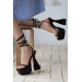 Lisbon Black Lace-Up Platform Women's Heeled Shoes