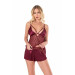 Markano Claret Red Satin Babydoll Shorts Set