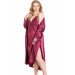 Markano Large Size Claret Red Long Double Satin Dressing Gown And Nightgown Set