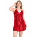 Markano Large Size Red Short Double Satin Dressing Gown And Nightgown Set