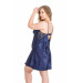 Markano Large Size Navy Blue Short Double Satin Dressing Gown And Nightgown Set