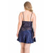 Markano Plus Size Navy Blue Short Satin Nightgown