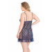 Markano Plus Size Navy Blue Short Tulle Nightgown