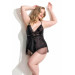 Markano Large Size Black Bodysuit Jacquard Nightgown