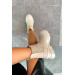 Caprice Beige Elastic Women's Ankle Boots