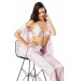 Markano Striped Bustier Pink Triple Satin Nightgown Pajamas Set