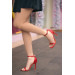 Dalen Red Single Band Satin Heeled Shoes