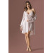 Markano Lace Detailed Dressing Gown Nightgown Double Pink Satin Set