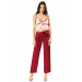 Markano Patterned Bustier Claret Red Triple Satin Nightgown Pajamas Set