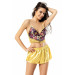 Markano Patterned Bustier Yellow Triple Satin Babydol Shorts Set