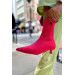 Ginetta Fuchsia Matte Stretch Women's Heeled Boots