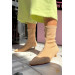 Ginetta Nude Matte Stretch Women's Heeled Boots