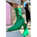 Ginetta Green Matte Stretch Women's Heeled Boots