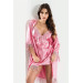 Markano Dark Pink Short Double Satin Dressing Gown And Nightgown Set