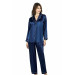 Markano Navy Blue Double Satin Nightgown Pajamas Set 7647