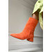 Lea Orange Suede Women's Heeled Boots