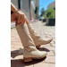 Linda Nude Women's Suede Heeled Boots