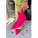 Lucia Fuchsia Matte Satin Pleated Women's Heeled Boots