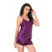 Markano Purple Satin Babydoll Shorts Set