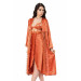 Markano Orange Long Double Satin Dressing Gown And Nightgown Set