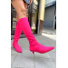 Vanessa Fuchsia Matte Stretch Women's Heeled Boots