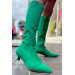 Vanessa Green Matte Stretch Women's Heeled Boots