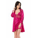Markano Cherry Short Double Satin Dressing Gown And Nightgown Set