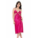 Markano Cherry Long Double Satin Dressing Gown And Nightgown Set