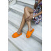 Wanna Orange Patterned Women's Slippers