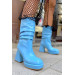 Wever Baby Blue Sheer Platform Women's Heeled Boots