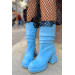 Wever Baby Blue Sheer Platform Women's Heeled Boots