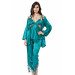Markano Emerald Triple Satin Dressing Gown, Nightgown Pajamas Set