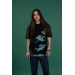 Oversized Printed Zero Collar Men's Combed Combed T-Shirt