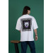 Oversized Printed Zero Collar Combed Men's T-Shirt