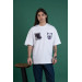 Oversized Printed Zero Collar Combed Men's T-Shirt